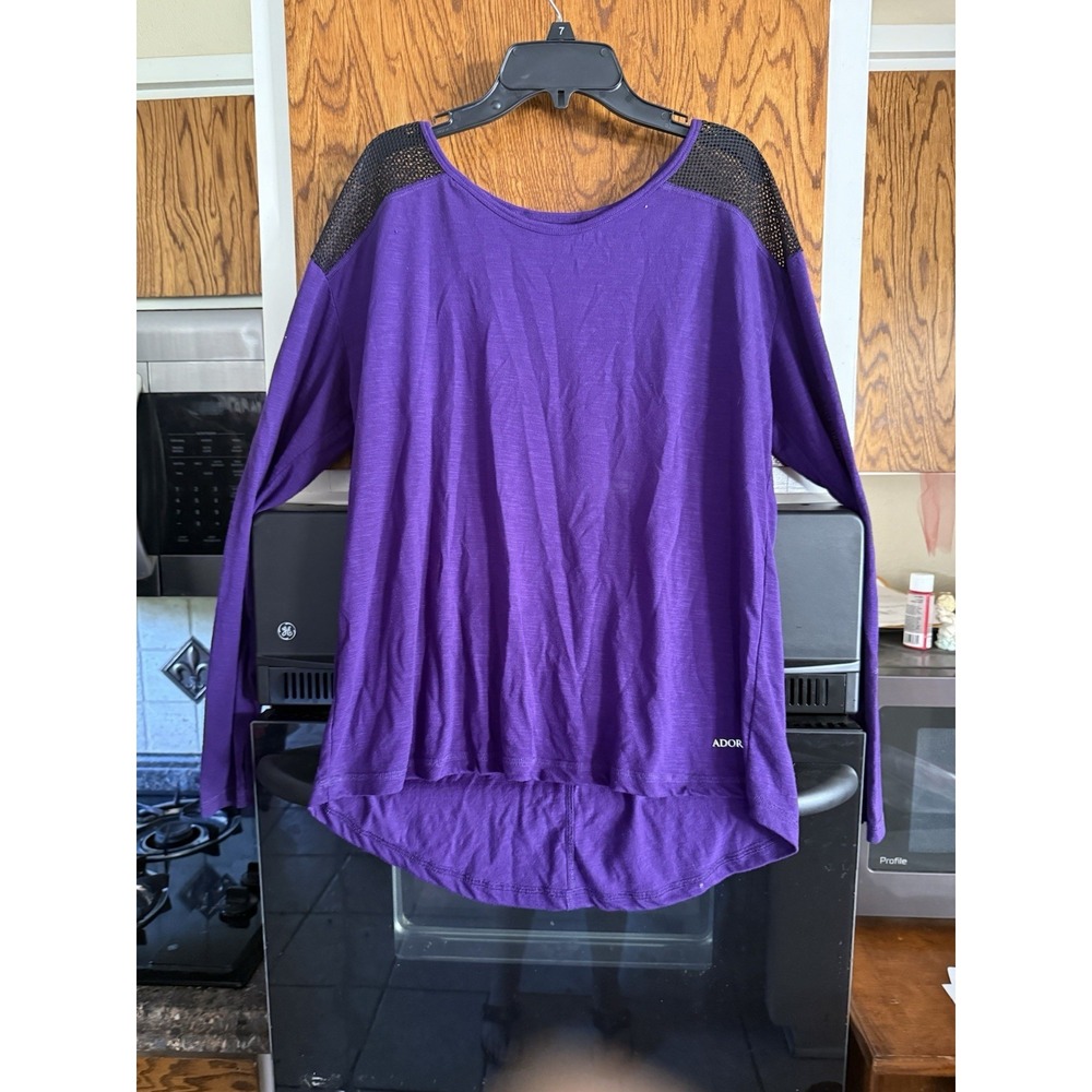 Adore‎ Me Shirt Women's Large Top Open Back Mesh Long Sleeve Lounge New